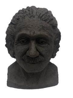 Einstein gebakken bruine klei 15 cm hoog